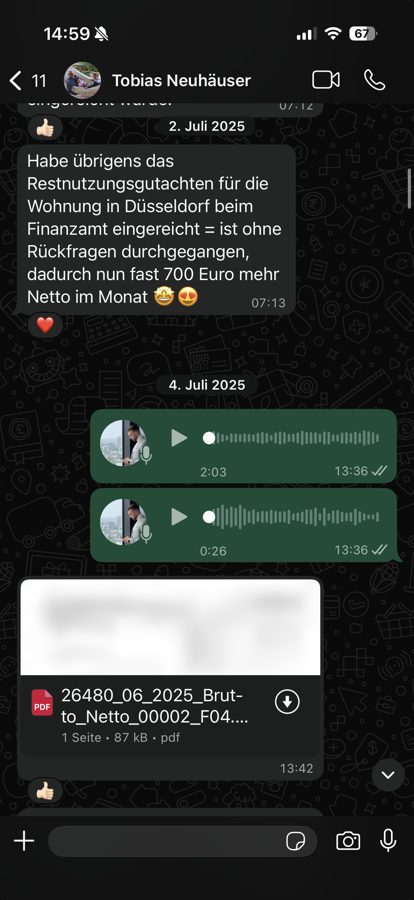 WhatsApp-Feedback der Familie Neuhäuser